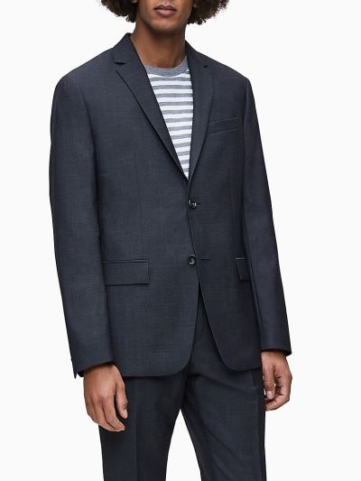 Calvin Klein Ruhák HU162971 | Calvin Klein Virgin Wool Férfi Blézer Sötét Szürke